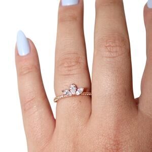 Pandora Sparkling Herbarium Cluster Ring Rose Gold Plated Size 56 (7.5)